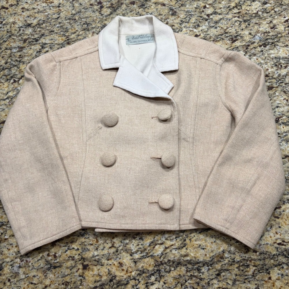 Vintage Marshall Field & Company Globe Trotter Beige Wool Jacket France M ws